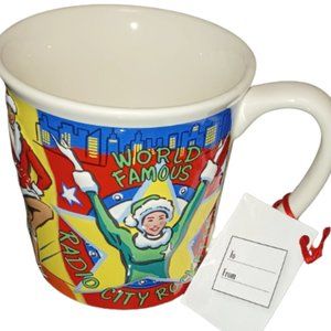 Radio Music City Hall Rockettes NY Christmas Coffee Cup Embossed Ceramic